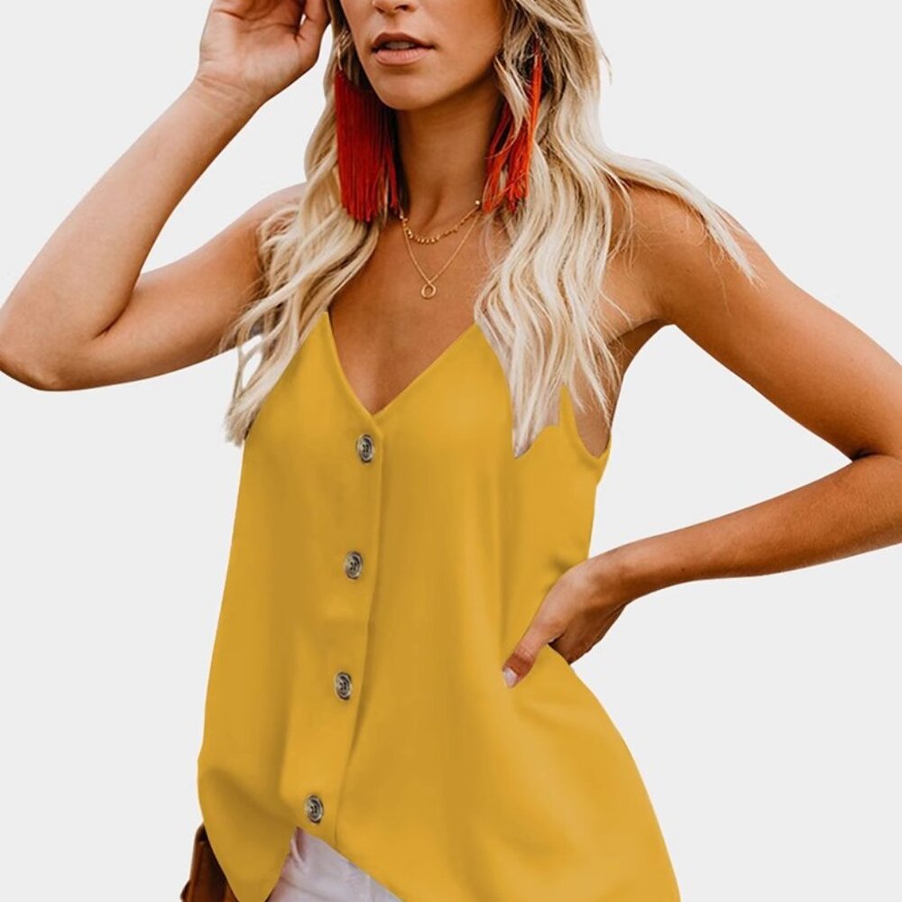 Sexy little vest personality V-neck single breasted halter top girl